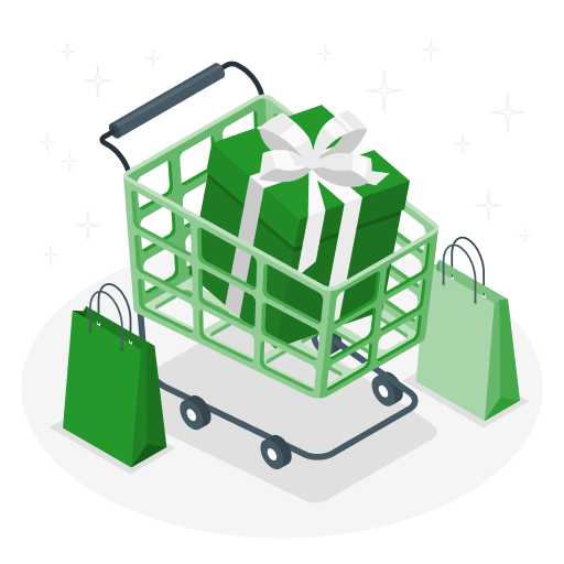 Shopping cart with gift boxes