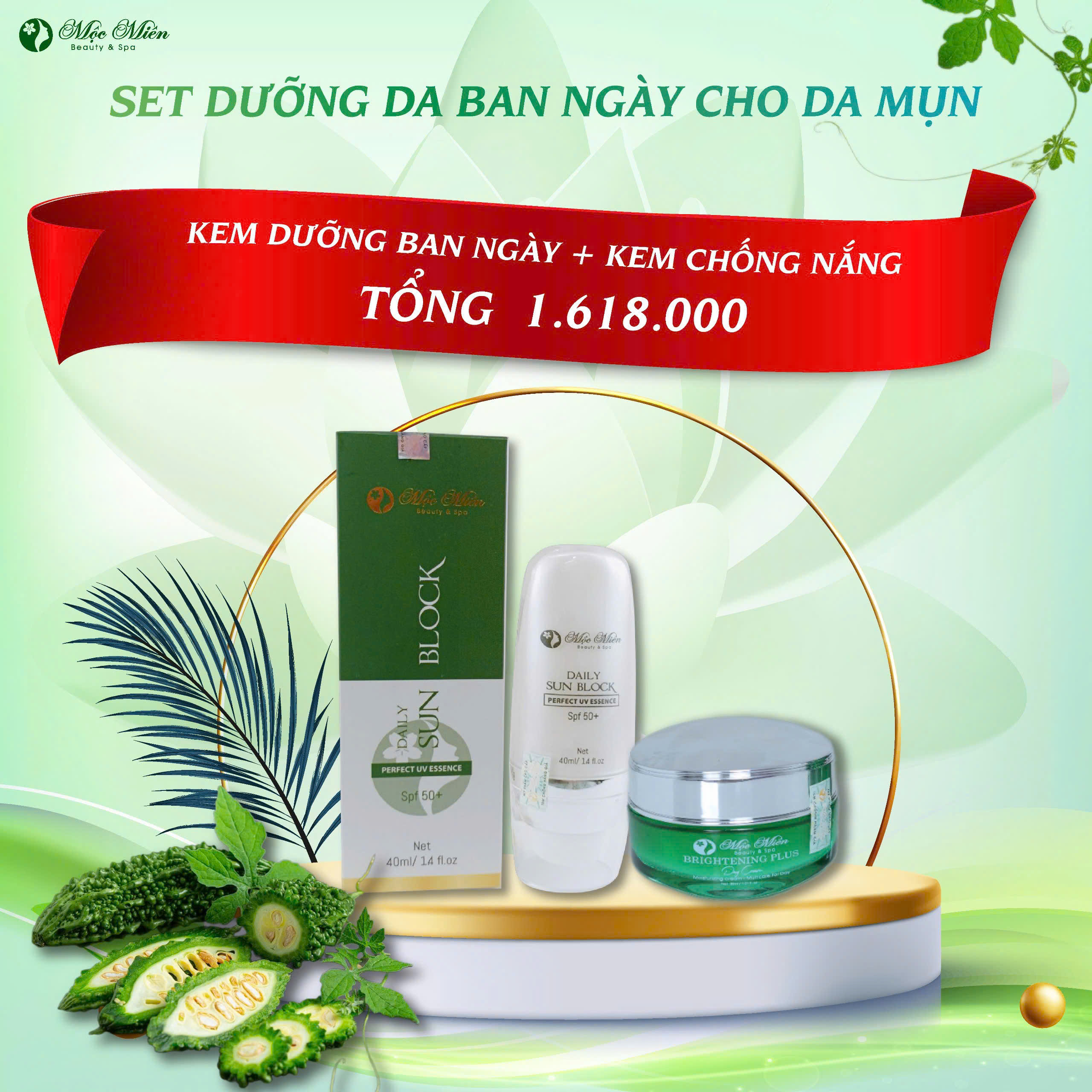 set dưỡng da ban ngày cho da mụn